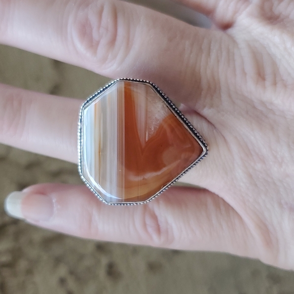 New Botswana Agate 925 Silver Statement Ring. - Picture 6 of 16